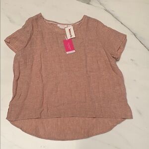 Isaac Mizrahi 100% Linen Relaxed High Low Blouse